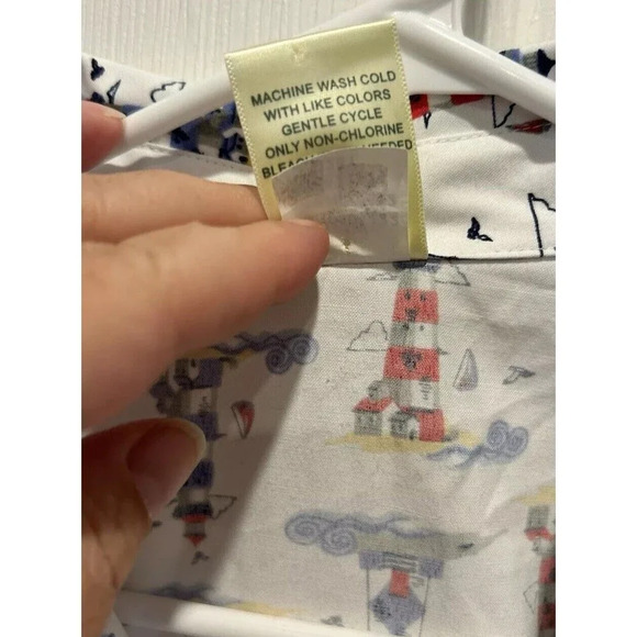 Vintage Blair Lighthouse Button Down Women’s Size Medium Short Sleeve Nautical - Picture 3 of 8